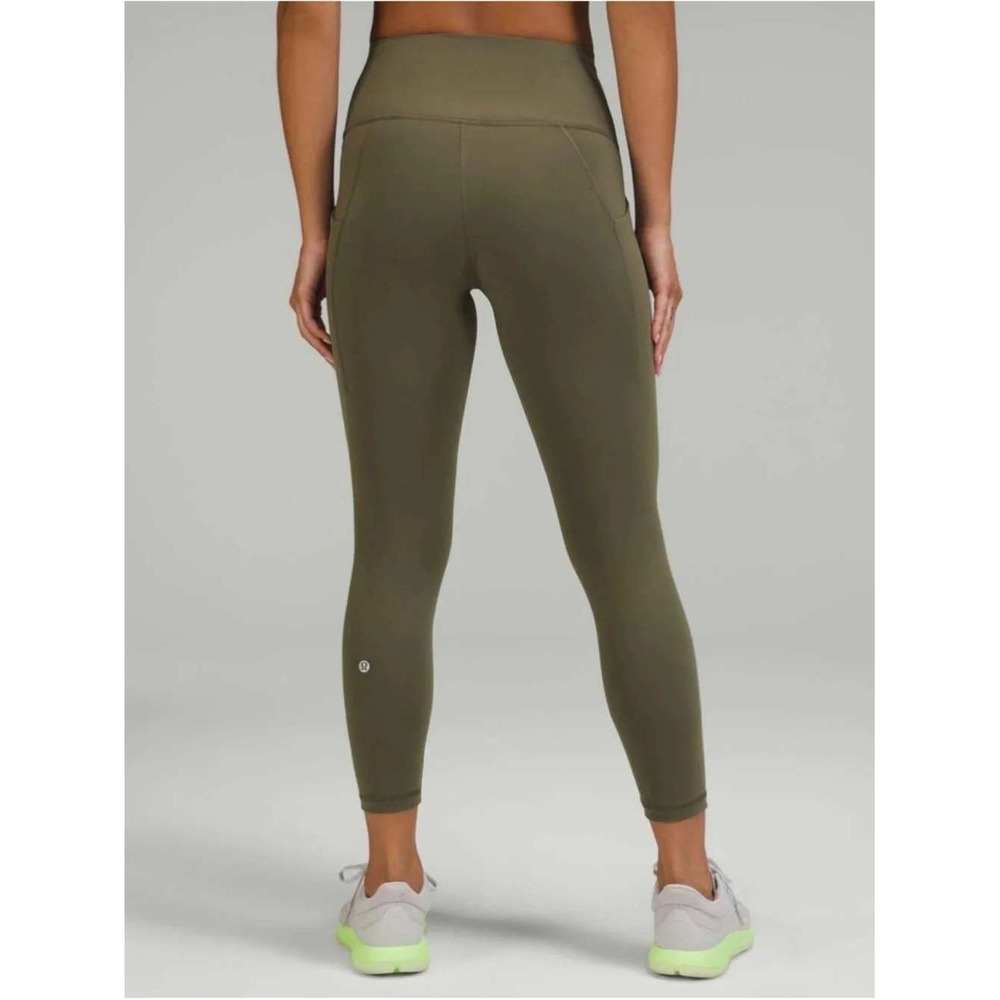Lululemon Wunder Train Leggings Womens Sz 6 Olive Green High Rise Yoga Gym 25"
